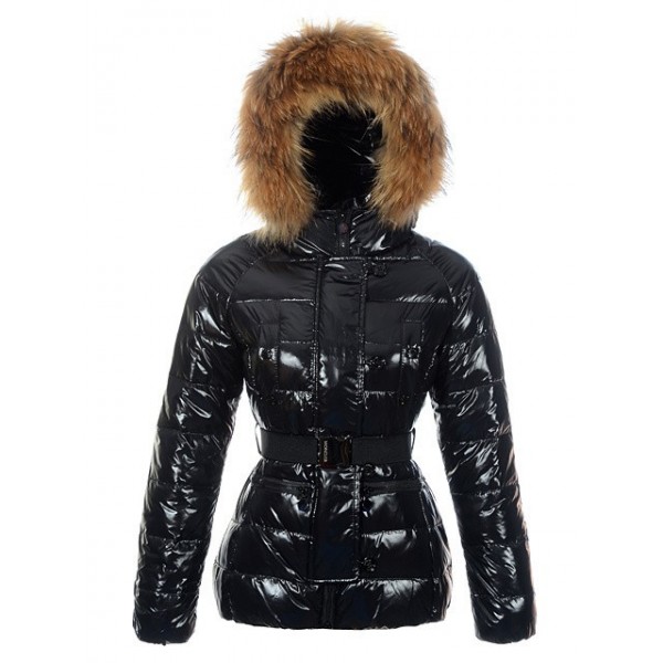 Moncler Fashion Fur Cap e cinturino Caldo nero Donna Coats uscita